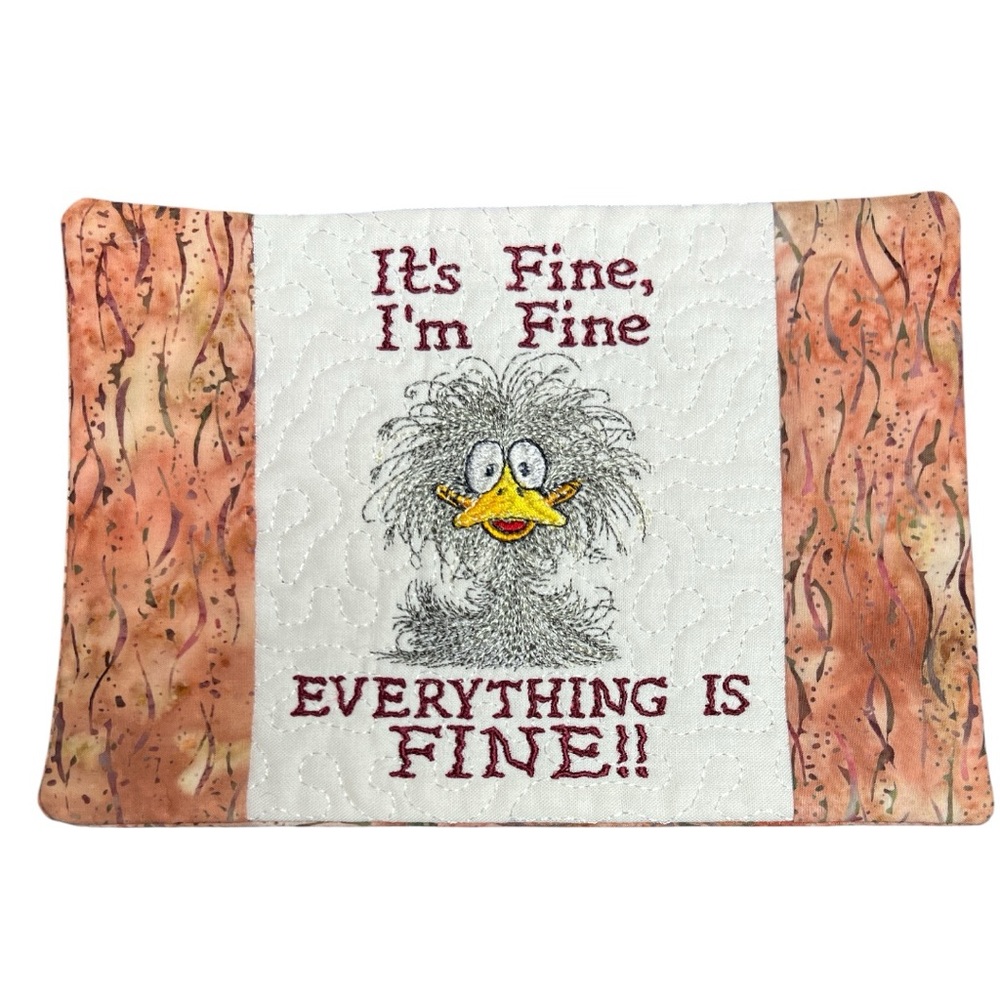 Hand Crafted Mug Rug Coaster Embroidered Cotton Fabric Funny Quirky Duck - Picture 6 of 10